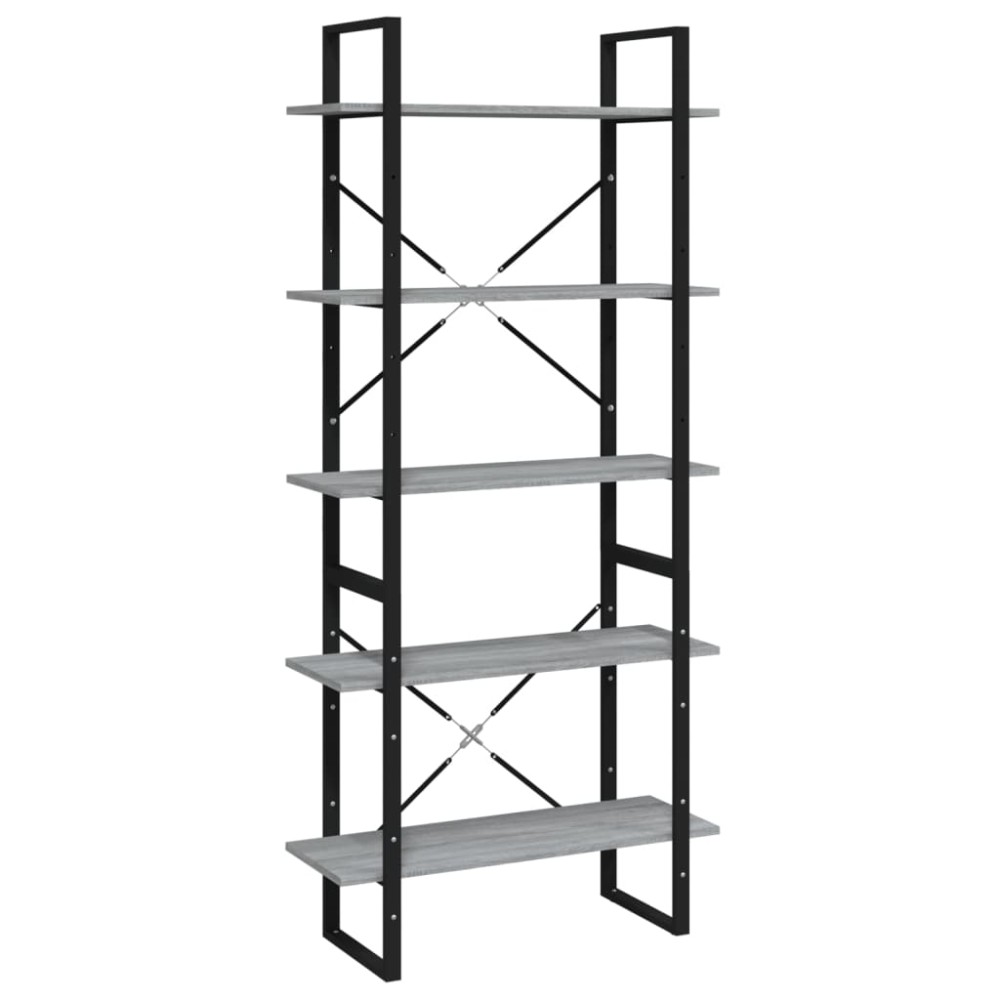 vidaXL Βιβλιοθήκη με 5 Ράφια Γκρι Sonoma 80x30x175 εκ. Επεξεργ. Ξύλο