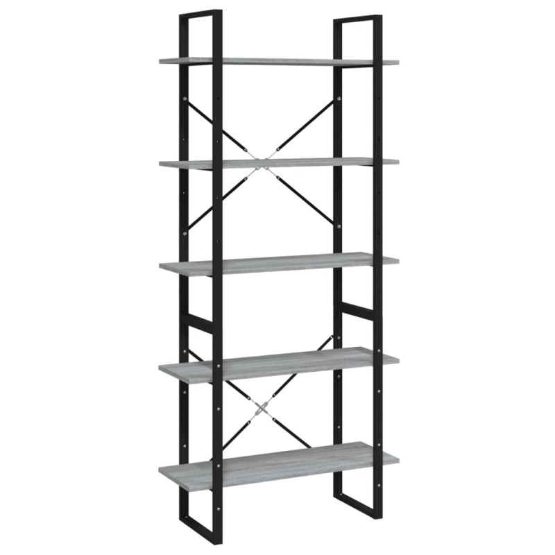 vidaXL Βιβλιοθήκη με 5 Ράφια Γκρι Sonoma 80x30x175 εκ. Επεξεργ. Ξύλο