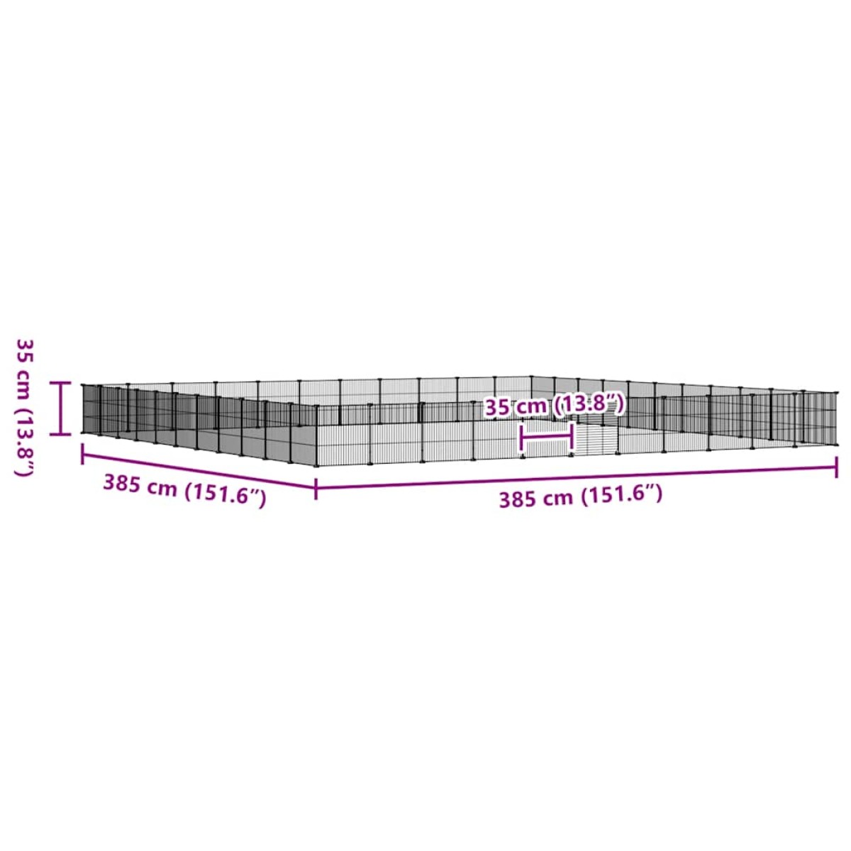 vidaXL Κλουβί Κατοικίδιων με 44 Πάνελ + Πόρτα Μαύρο 35 x 35εκ Ατσάλινο