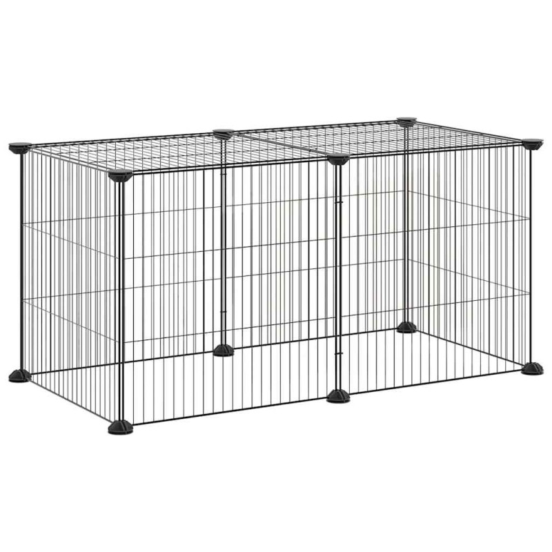 vidaXL Κλουβί για Κατοικίδια με 8 Πάνελ Μαύρο 35 x 35 εκ. Ατσάλινο