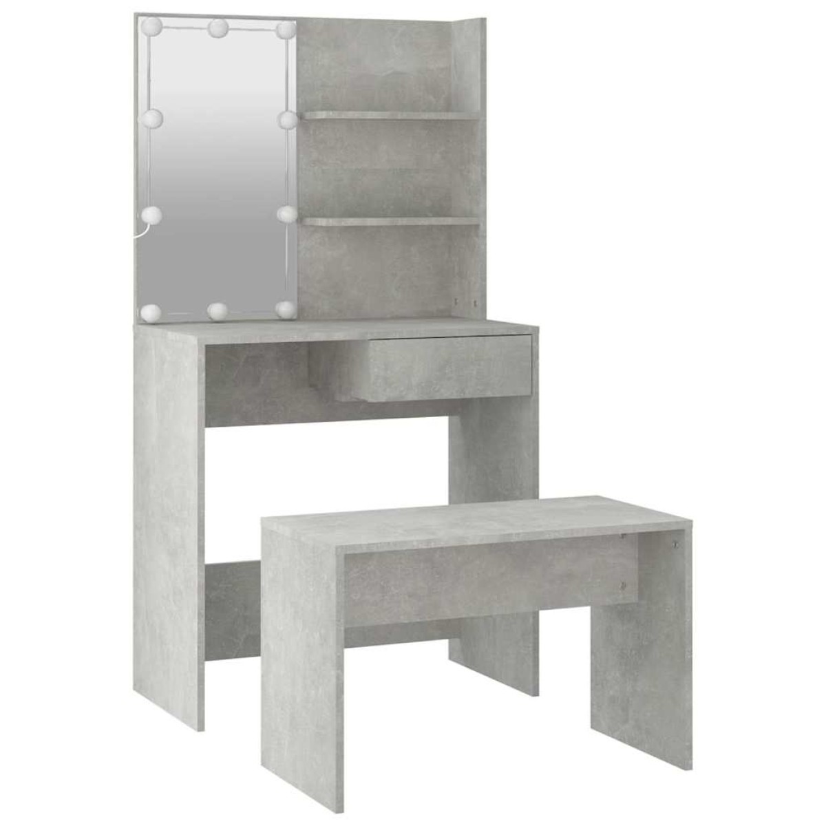 vidaXL Μπουντουάρ Σετ με LED Γκρι σκυροδέματος από Επεξεργασμένο Ξύλο