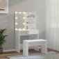 vidaXL Μπουντουάρ Σετ με LED Γυαλιστερό λευκό από Επεξεργασμένο Ξύλο