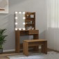 vidaXL Μπουντουάρ Σετ με LED Καφέ δρυς από Επεξεργασμένο Ξύλο