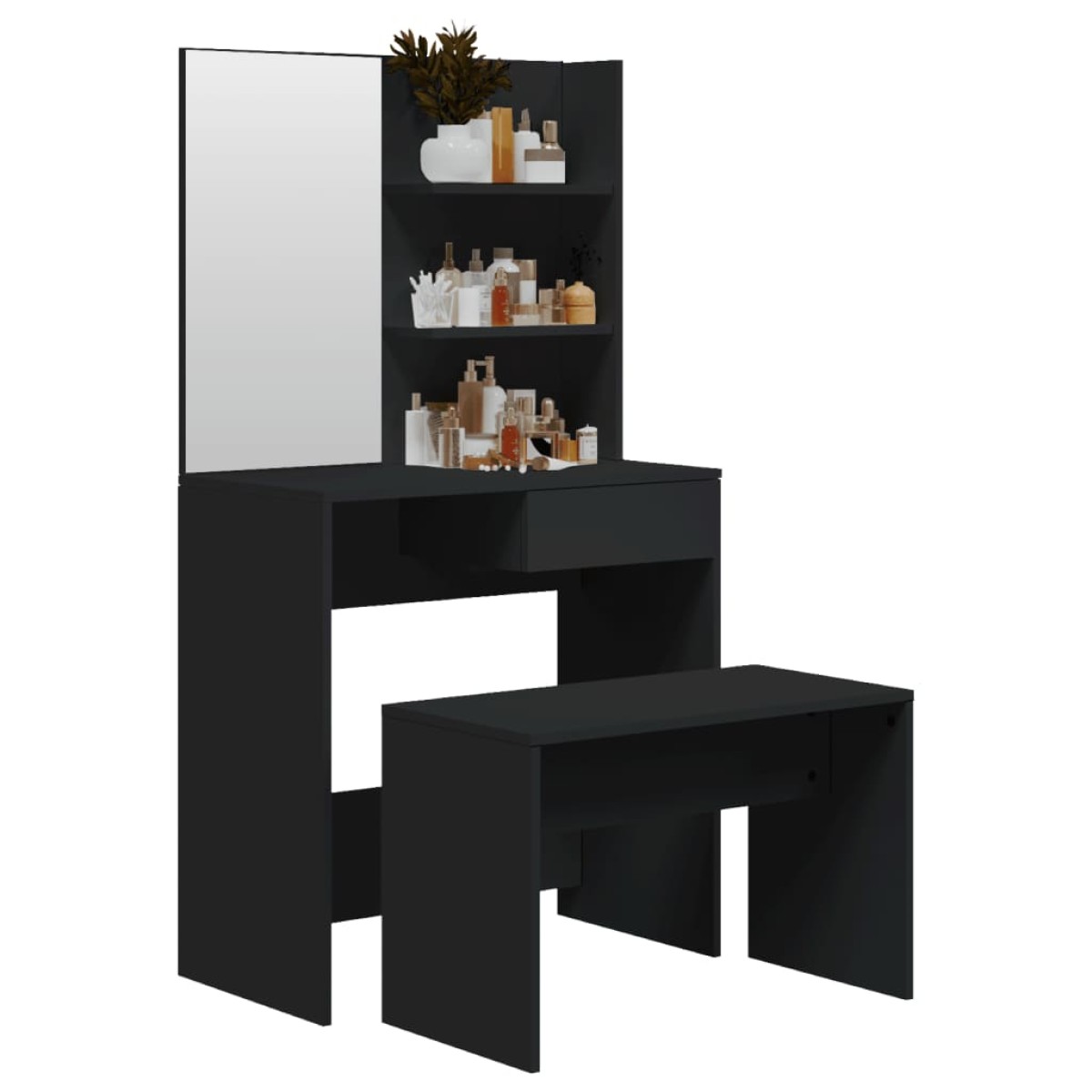 vidaXL Μπουντουάρ Σετ Μαύρο 74,5 x 40 x 141 εκ.