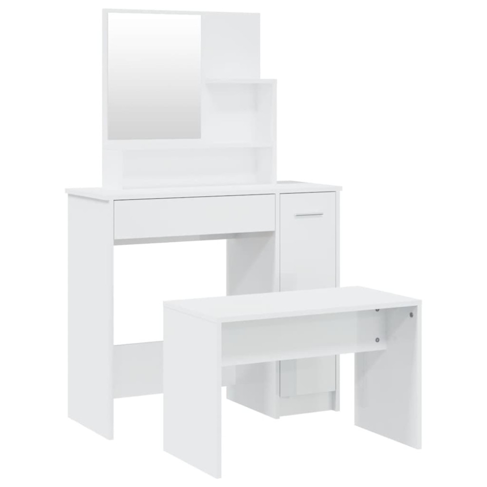 vidaXL Μπουντουάρ Σετ Γυαλιστερό Λευκό 86,5x35x136 εκ.