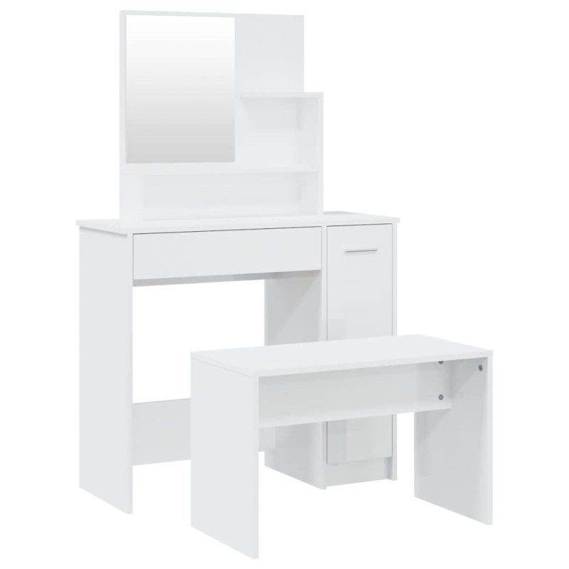 vidaXL Μπουντουάρ Σετ Γυαλιστερό Λευκό 86,5x35x136 εκ.
