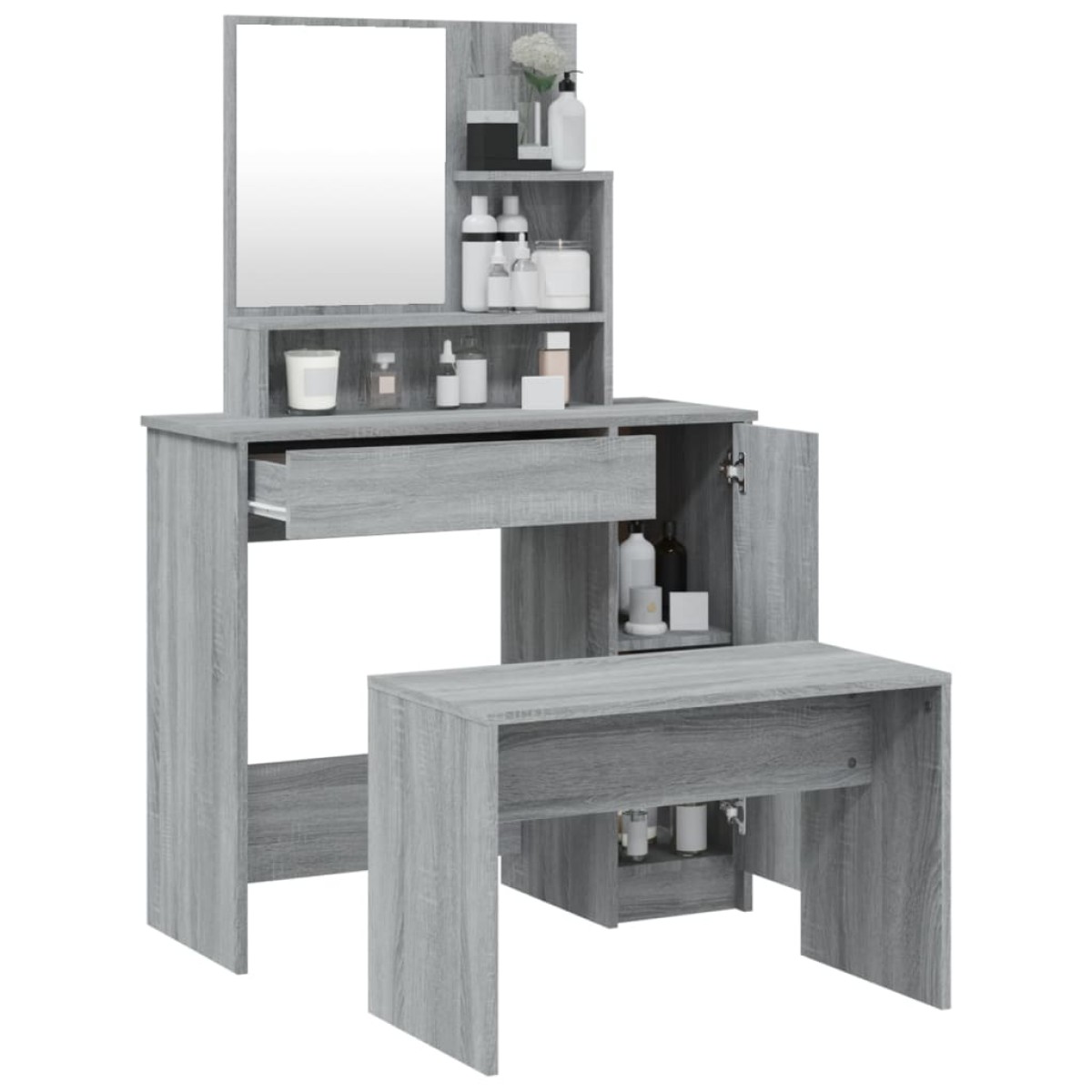 vidaXL Μπουντουάρ Σετ Γκρι Sonoma 86,5x35x136 εκ.