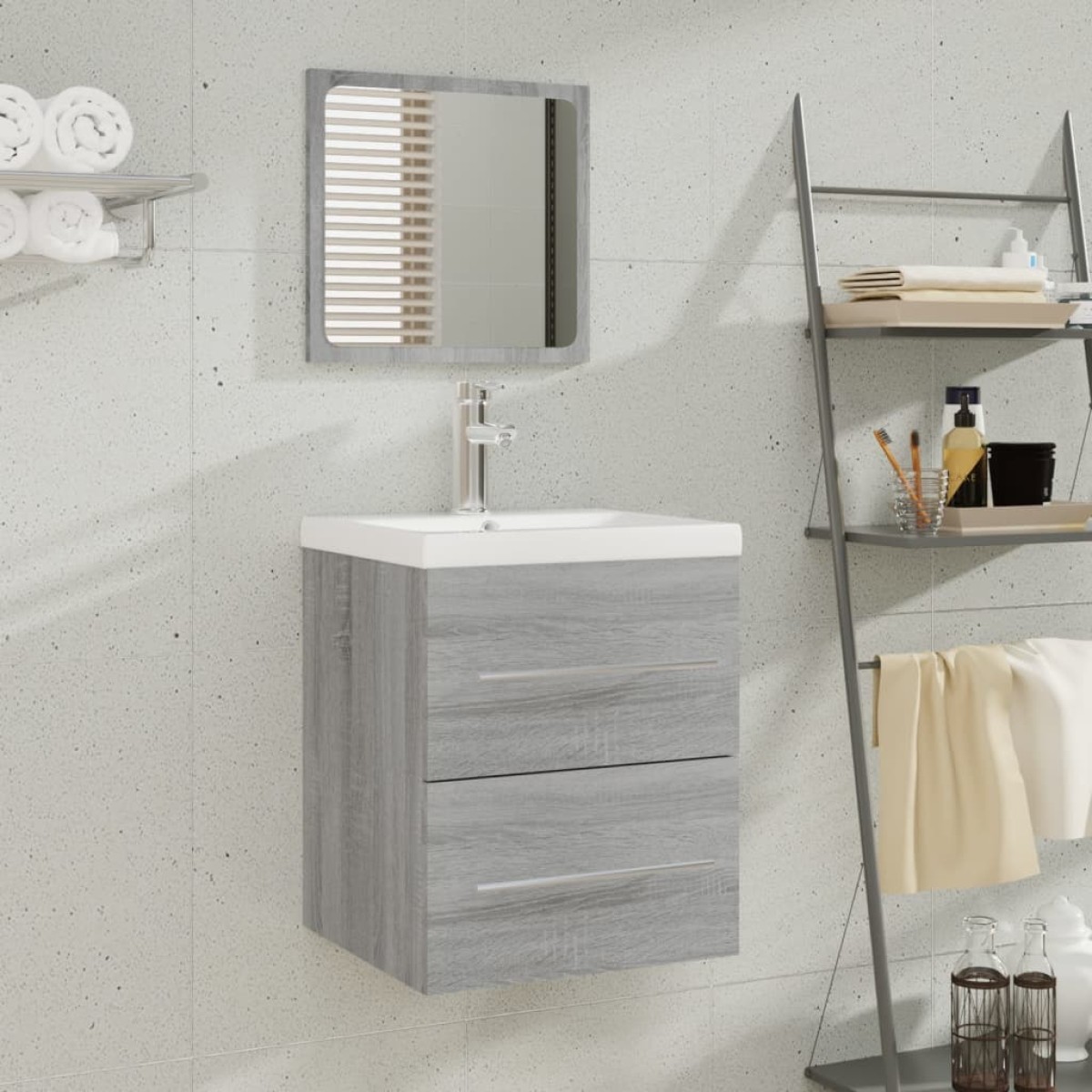 vidaXL Ντουλάπι Μπάνιου με Νιπτήρα Γκρι Sonoma από Επεξεργασμένο Ξύλο