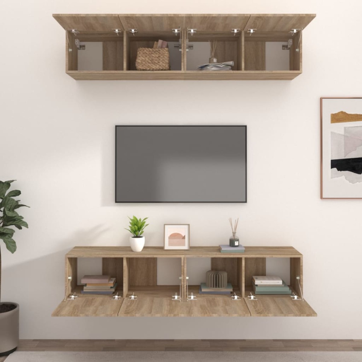 vidaXL Έπιπλα Τηλεόρασης 4 τεμ. Sonoma Δρυς 80x30x30 εκ. Επεξ. Ξύλο