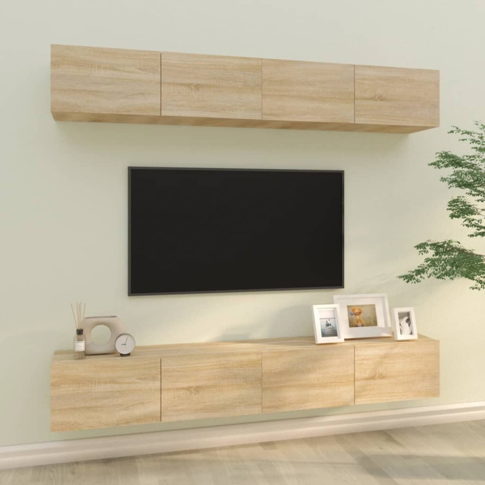 vidaXL Έπιπλα Τηλεόρασης 4 τεμ. Sonoma Δρυς 100 x 30 x 30εκ.