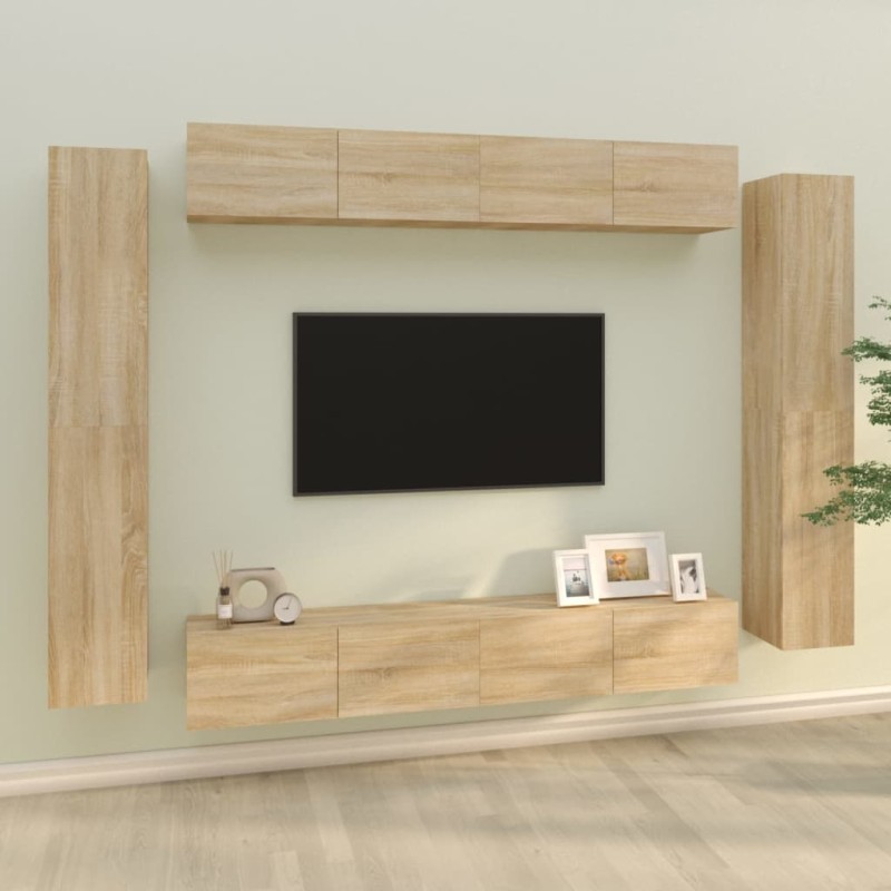 vidaXL Σετ Επίπλων Τηλεόρασης 8 Τεμαχίων Sonoma Δρυς Επεξ. Ξύλο