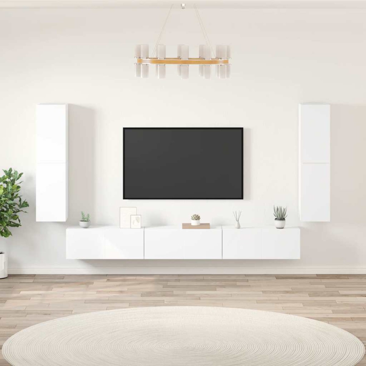 vidaXL Σετ Επίπλων Τηλεόρασης 7 Τεμαχίων Λευκό από Επεξεργασμένο Ξύλο