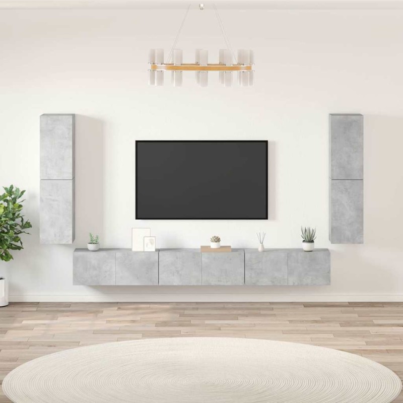 vidaXL Σετ Επίπλων Τηλεόρασης 7 Τεμαχίων Γκρι Σκυρ. Επεξεργασμένο Ξύλο
