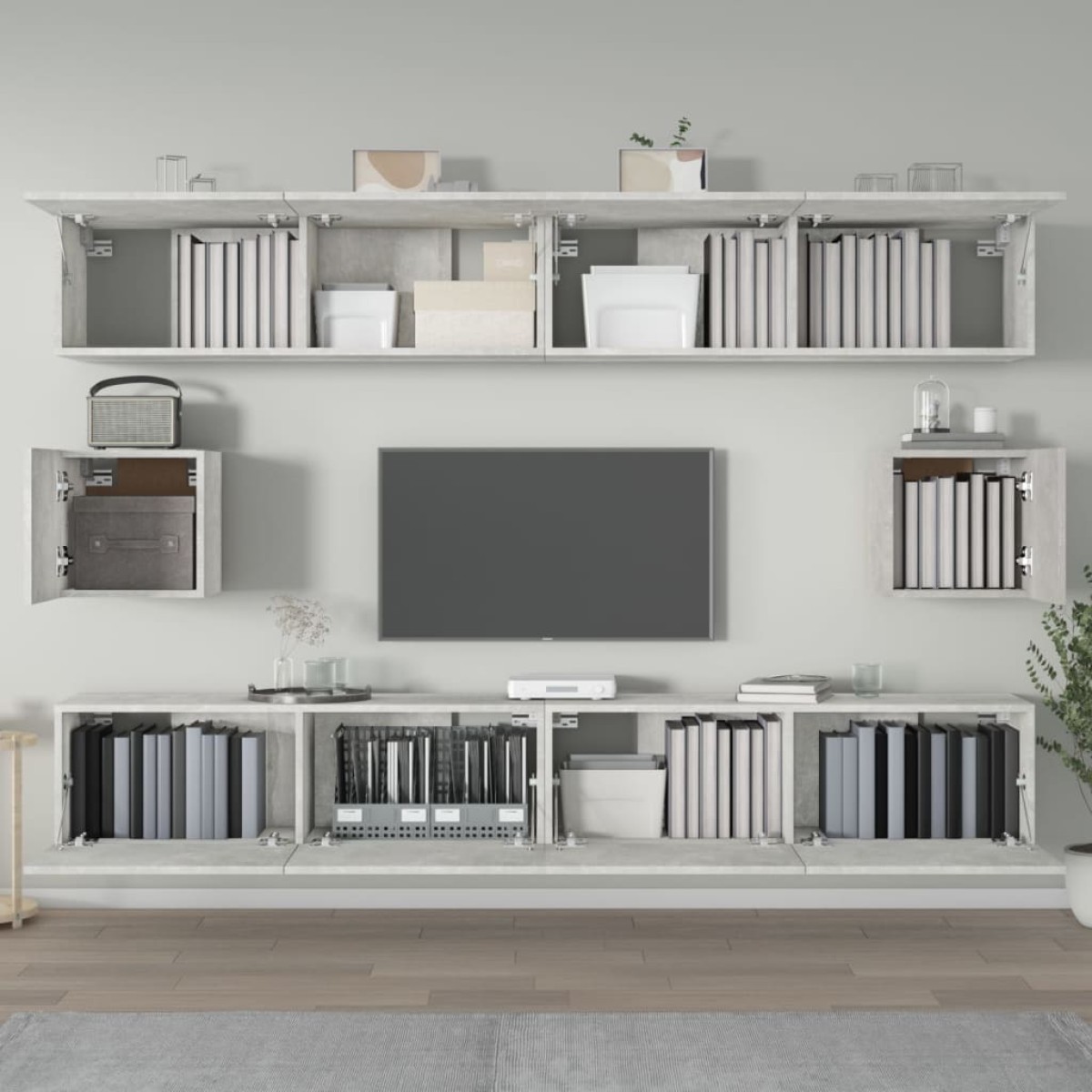 vidaXL Σετ Επίπλων Τηλεόρασης 6 Τεμαχίων Γκρι Σκυρ. Επεξεργασμένο Ξύλο