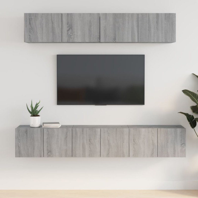 vidaXL Σετ Επίπλων Τηλεόρασης 5 Τεμ. Γκρι Sonoma Επεξεργασμένο Ξύλο