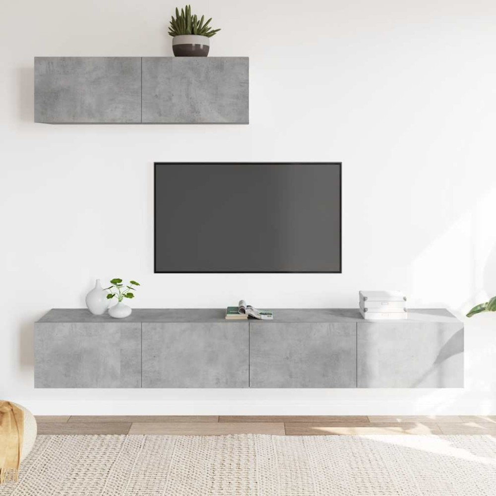 vidaXL Σετ Επίπλων Τηλεόρασης 3 Τεμαχίων Γκρι Σκυρ. Επεξεργασμένο Ξύλο