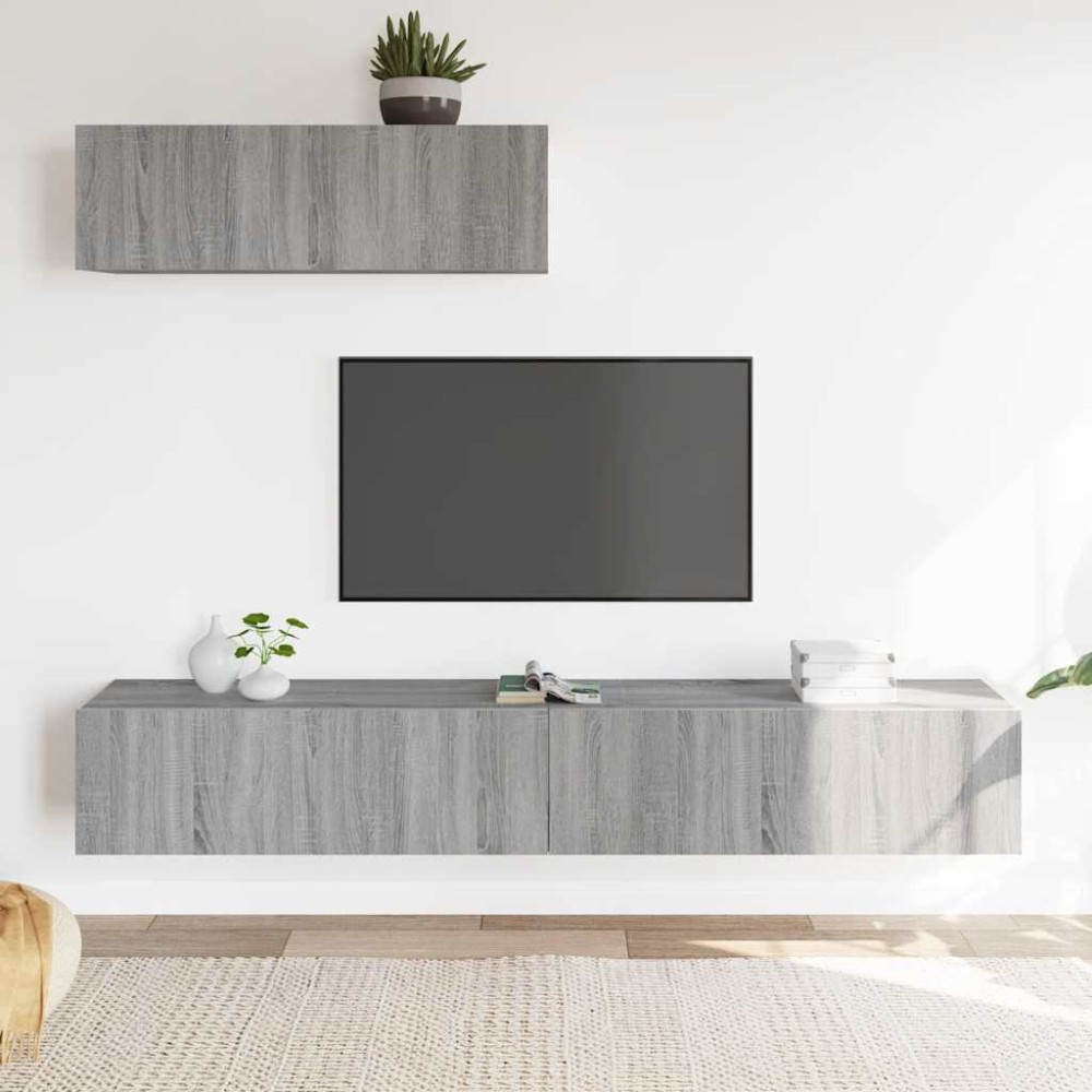 vidaXL Σετ Επίπλων Τηλεόρασης 3 Τεμ. Γκρι Sonoma Επεξεργασμένο Ξύλο