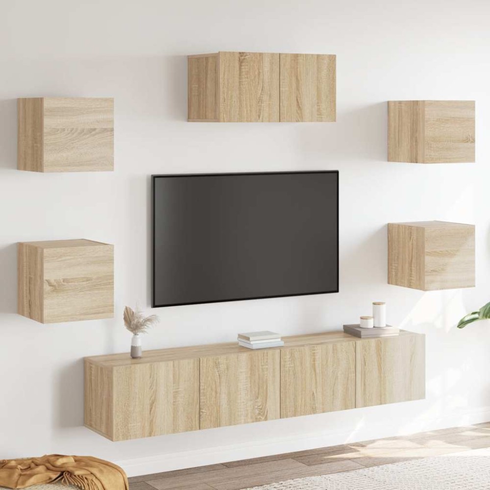 vidaXL Σετ Επίπλων Τηλεόρασης 7 Τεμαχίων Sonoma Δρυς Επεξ. Ξύλο