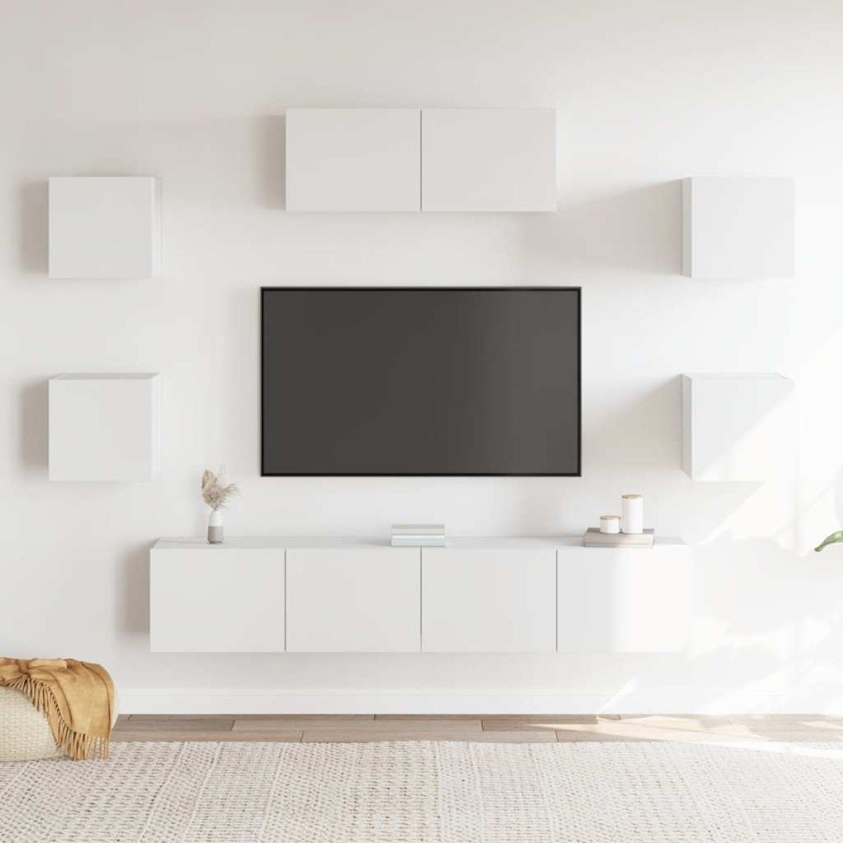 vidaXL Σετ Επίπλων Τηλεόρασης 7 Τεμαχίων Λευκό από Επεξεργασμένο Ξύλο