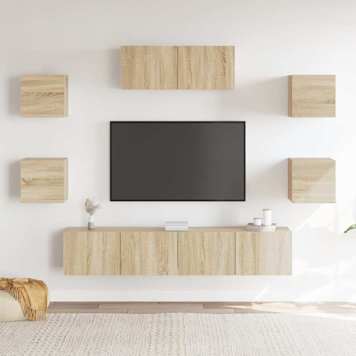 vidaXL Σετ Επίπλων Τηλεόρασης 7 Τεμαχίων Sonoma Δρυς Επεξ. Ξύλο
