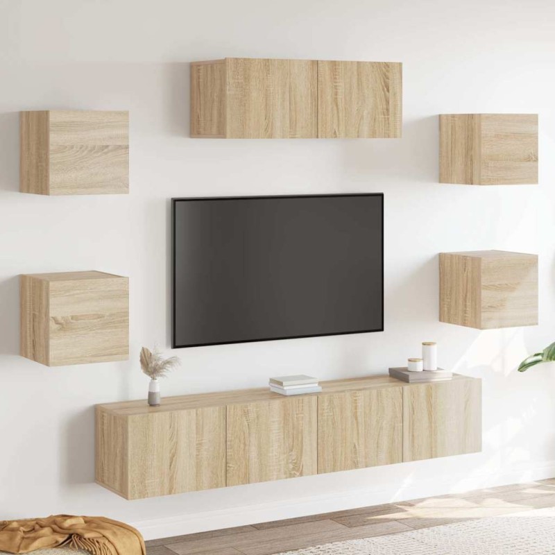 vidaXL Σετ Επίπλων Τηλεόρασης 7 Τεμαχίων Sonoma Δρυς Επεξ. Ξύλο
