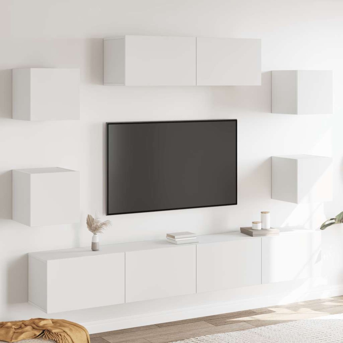 vidaXL Σετ Επίπλων Τηλεόρασης 7 Τεμαχίων Λευκό από Επεξεργασμένο Ξύλο