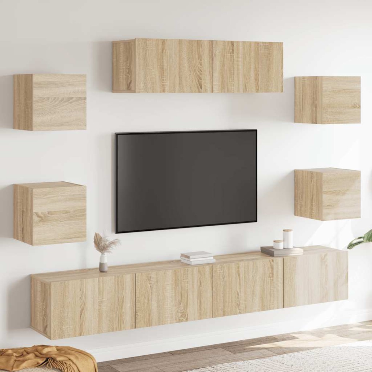 vidaXL Σετ Επίπλων Τηλεόρασης 7 Τεμαχίων Sonoma Δρυς Επεξ. Ξύλο