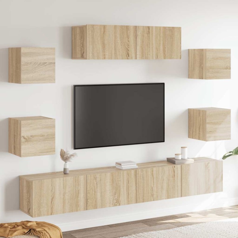 vidaXL Σετ Επίπλων Τηλεόρασης 7 Τεμαχίων Sonoma Δρυς Επεξ. Ξύλο