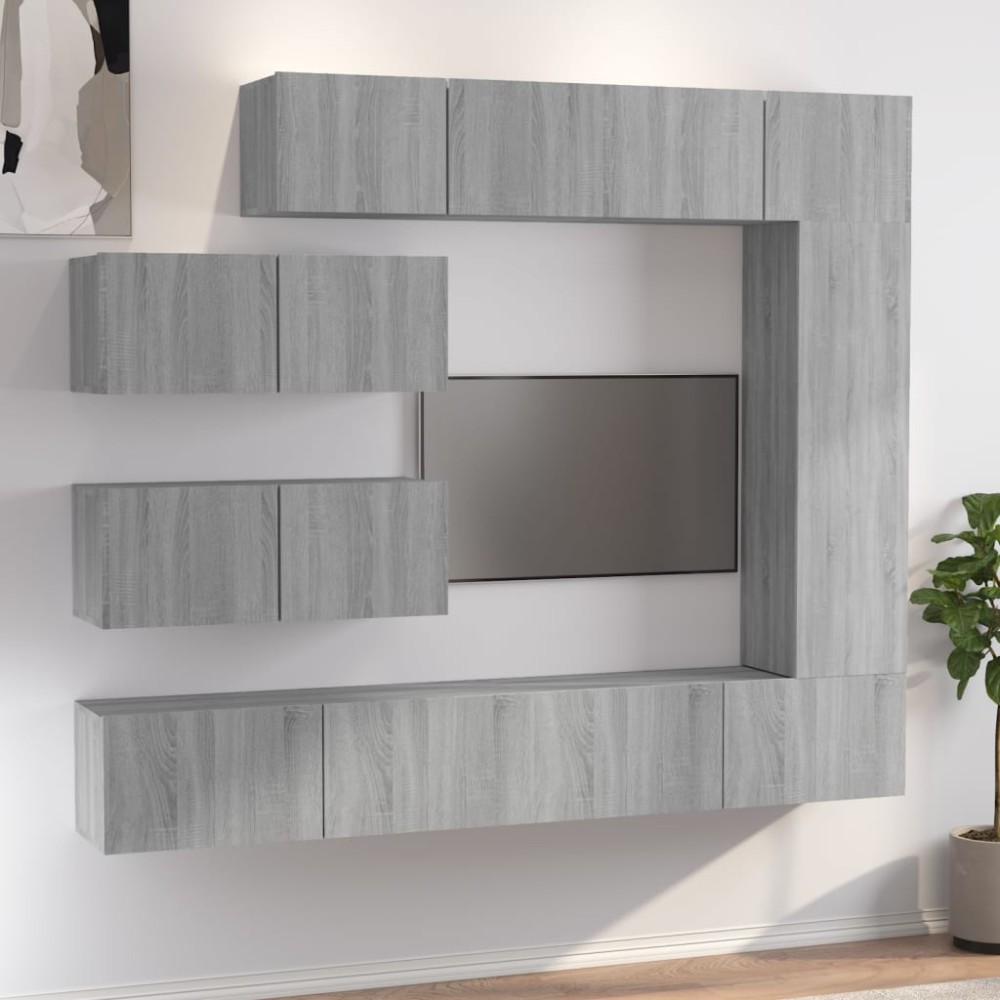vidaXL Σετ Επίπλων Τηλεόρασης 7 Τεμ. Γκρι Sonoma Επεξεργασμένο Ξύλο