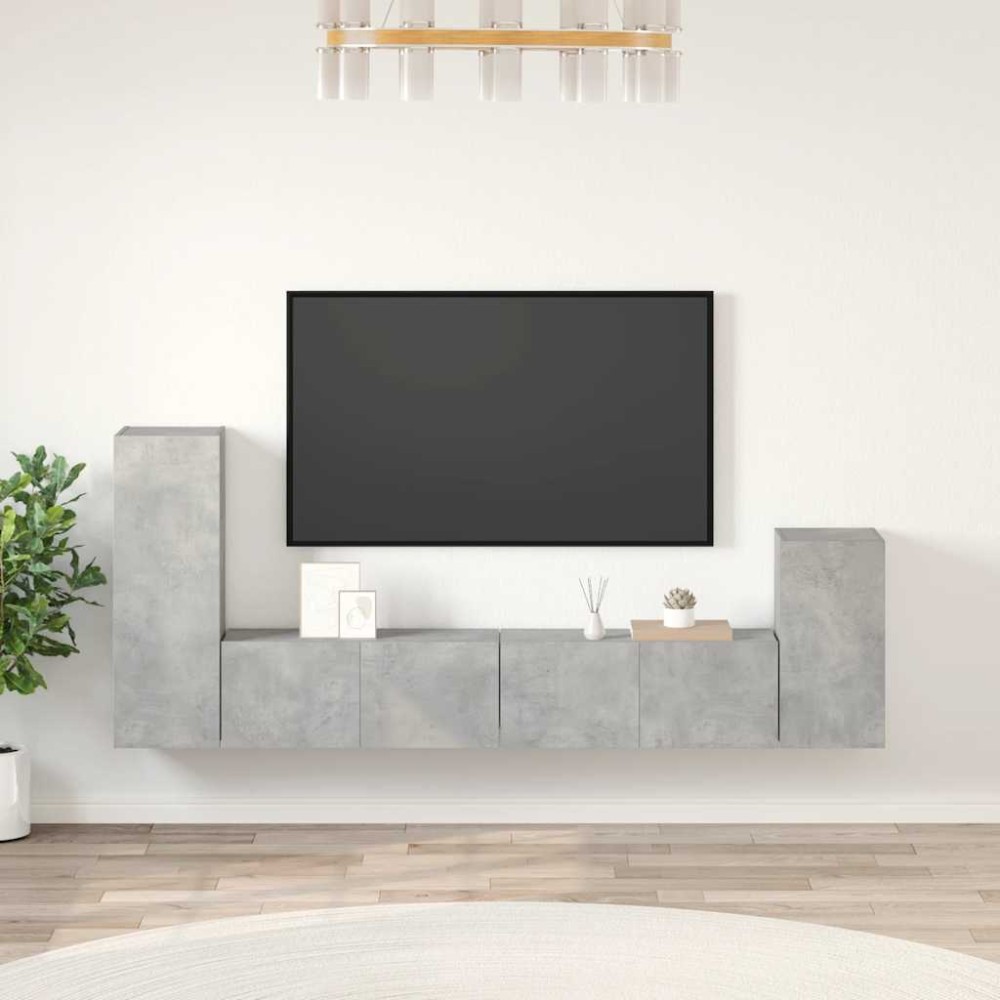 vidaXL Σετ Επίπλων Τηλεόρασης 4Τεμαχίων Γκρι Σκυρ. Επεξεργασμένο Ξύλο