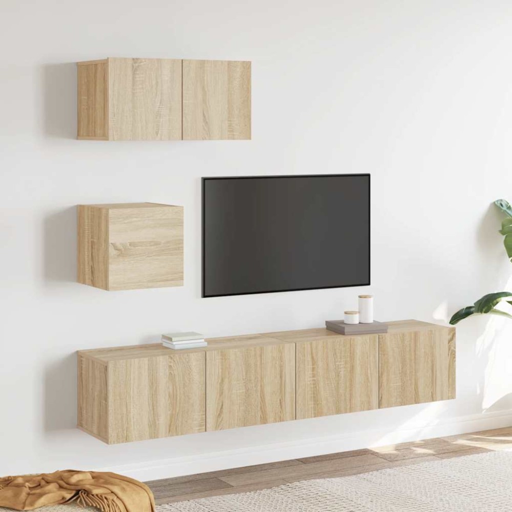 vidaXL Σετ Επίπλων Τηλεόρασης 4 Τεμαχίων Sonoma Δρυς Επεξ. Ξύλο