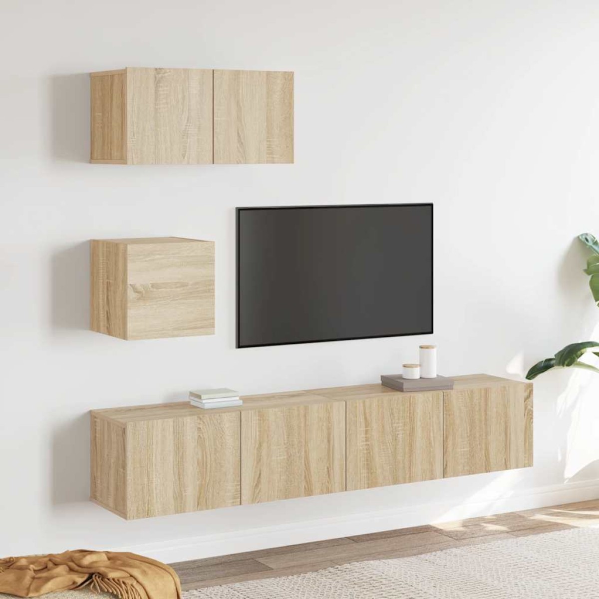 vidaXL Σετ Επίπλων Τηλεόρασης 4 Τεμαχίων Sonoma Δρυς Επεξ. Ξύλο