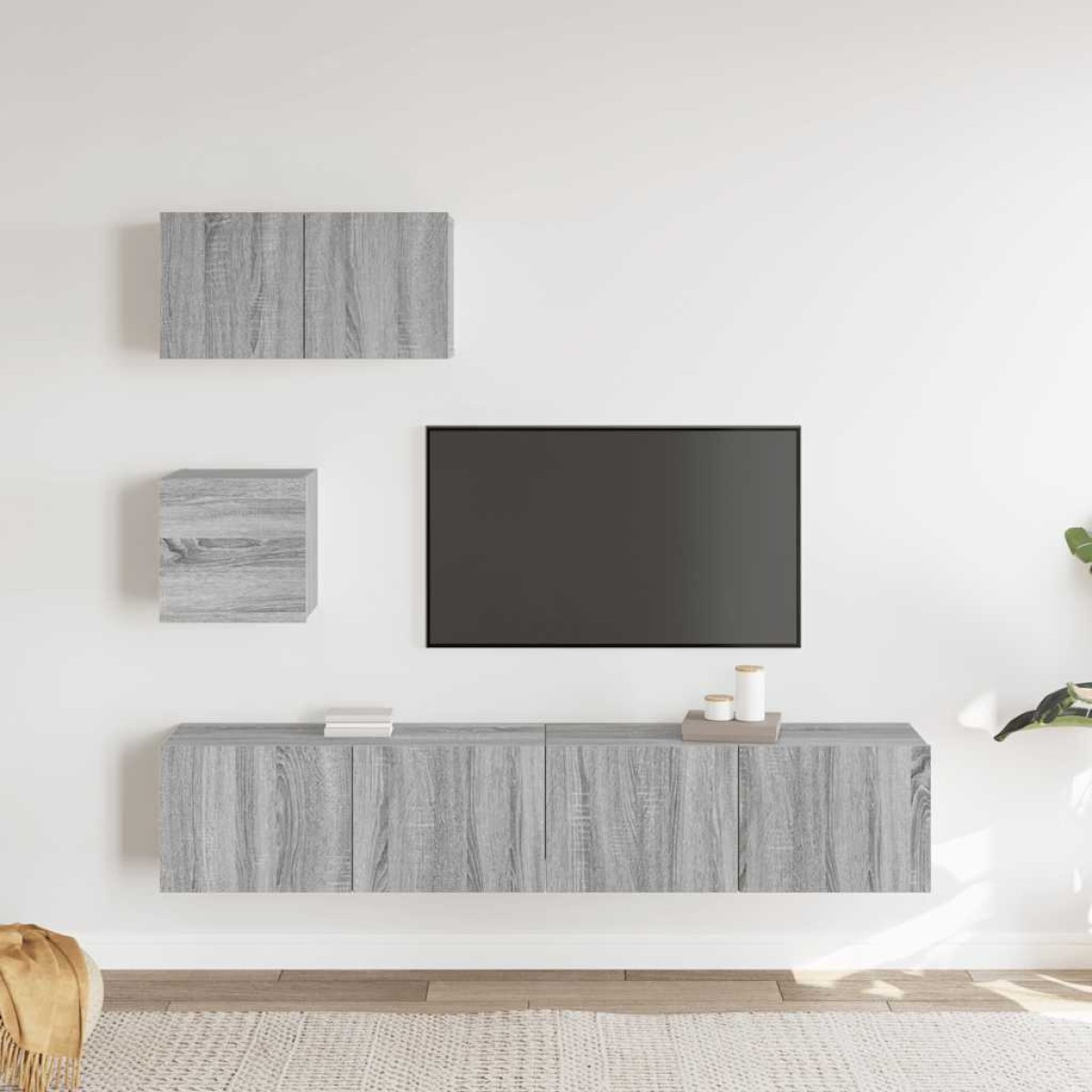 vidaXL Σετ Επίπλων Τηλεόρασης 4 Τεμ. Γκρι Sonoma Επεξεργασμένο Ξύλο