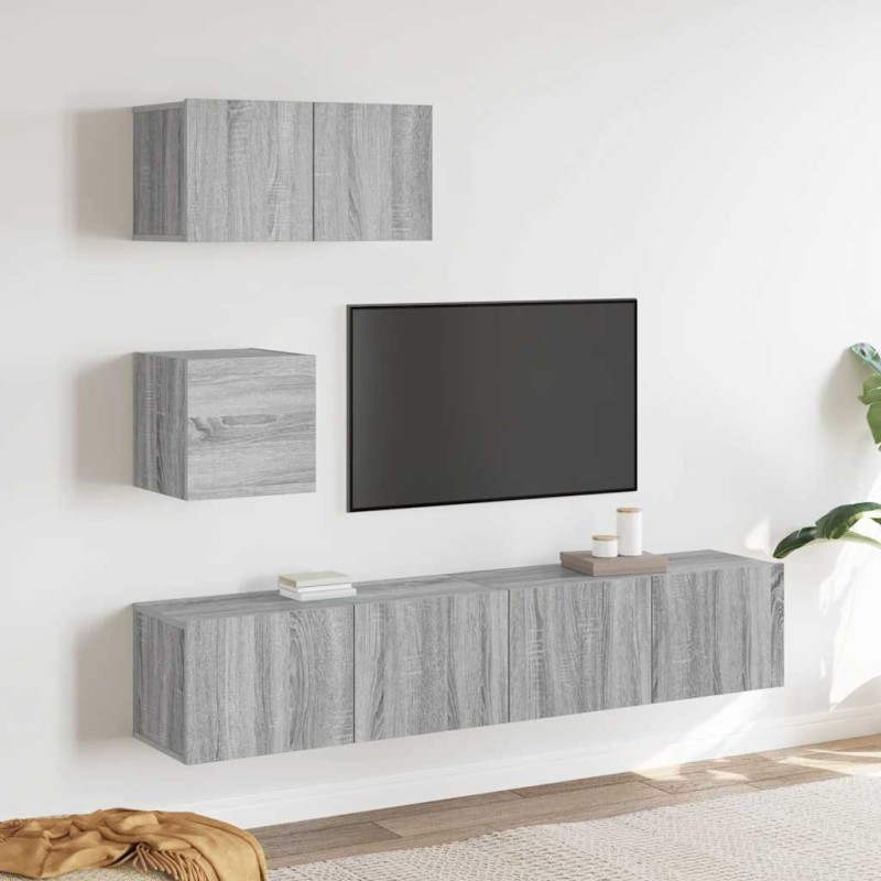 vidaXL Σετ Επίπλων Τηλεόρασης 4 Τεμ. Γκρι Sonoma Επεξεργασμένο Ξύλο