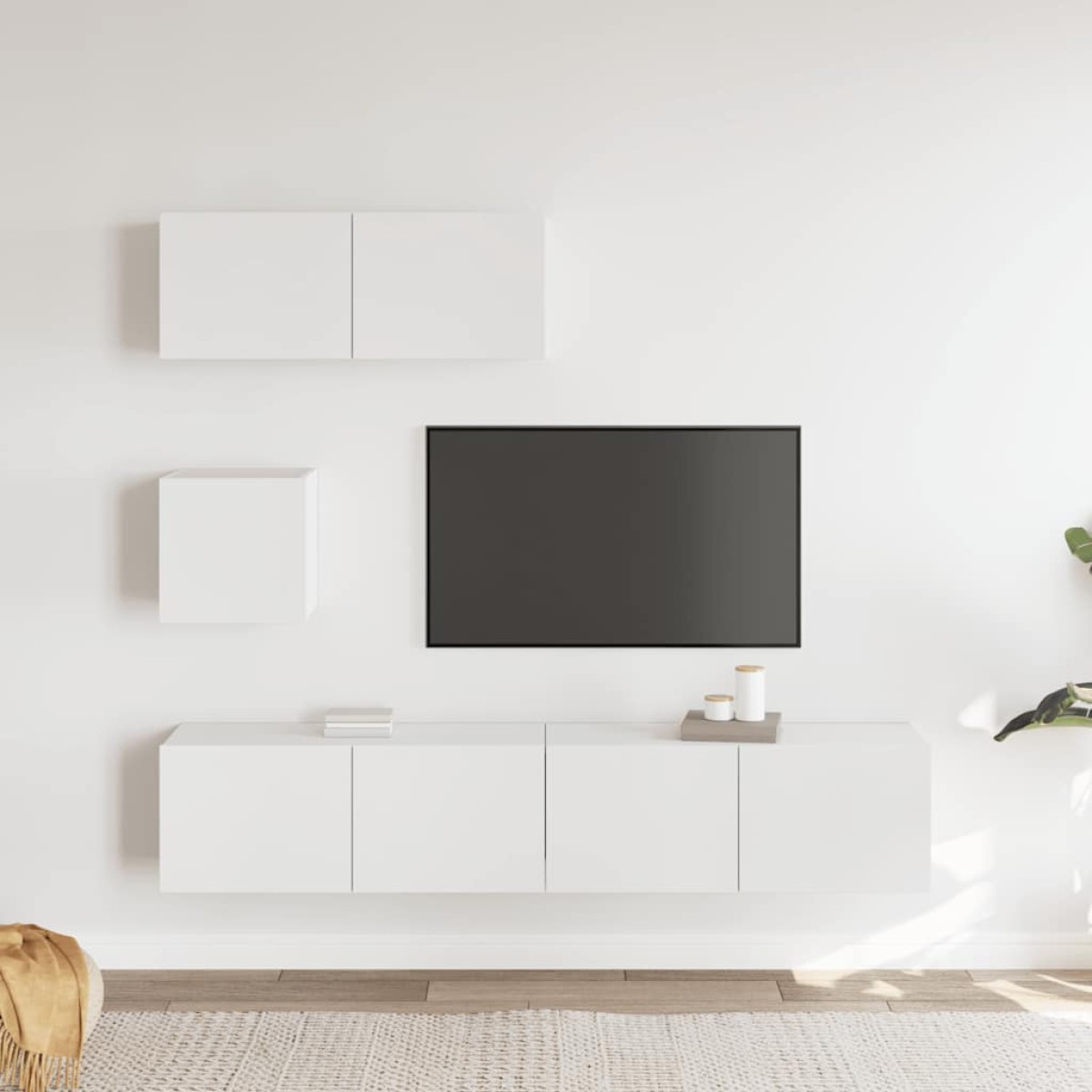 vidaXL Σετ Επίπλου Τηλεόρασης 4 Τεμαχίων Λευκό από Επεξεργασμένο Ξύλο