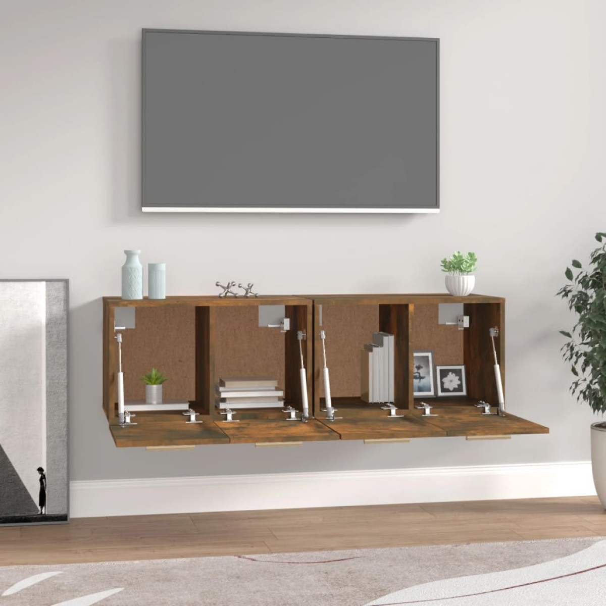 vidaXL Ντουλάπια Τοίχου 2 τεμ. Καπνιστή δρυς 60x36,5x35εκ. Επεξ. Ξύλο