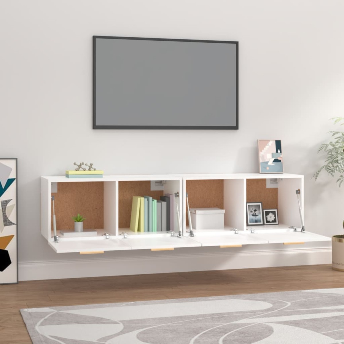 vidaXL Ντουλάπια Τοίχου 2 τεμ. Λευκά 80x35x36,5 εκ. Επεξ. Ξύλο