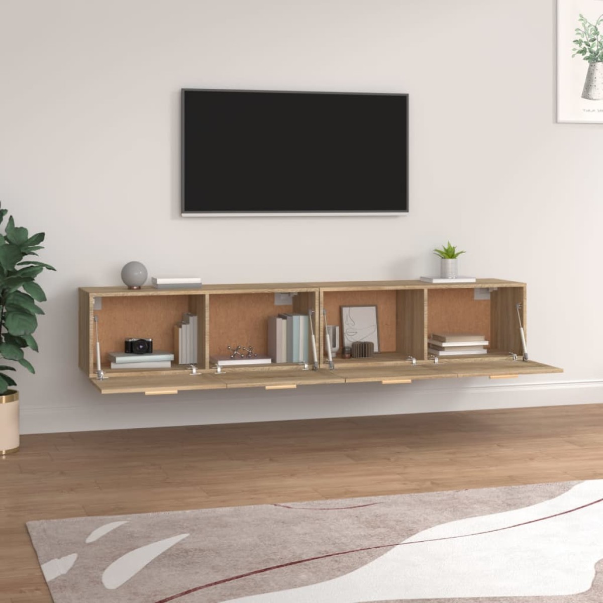 vidaXL Ντουλάπια Τοίχου 2 τεμ. Sonoma Δρυς 100x36,5x35 εκ. Επεξ. Ξύλο
