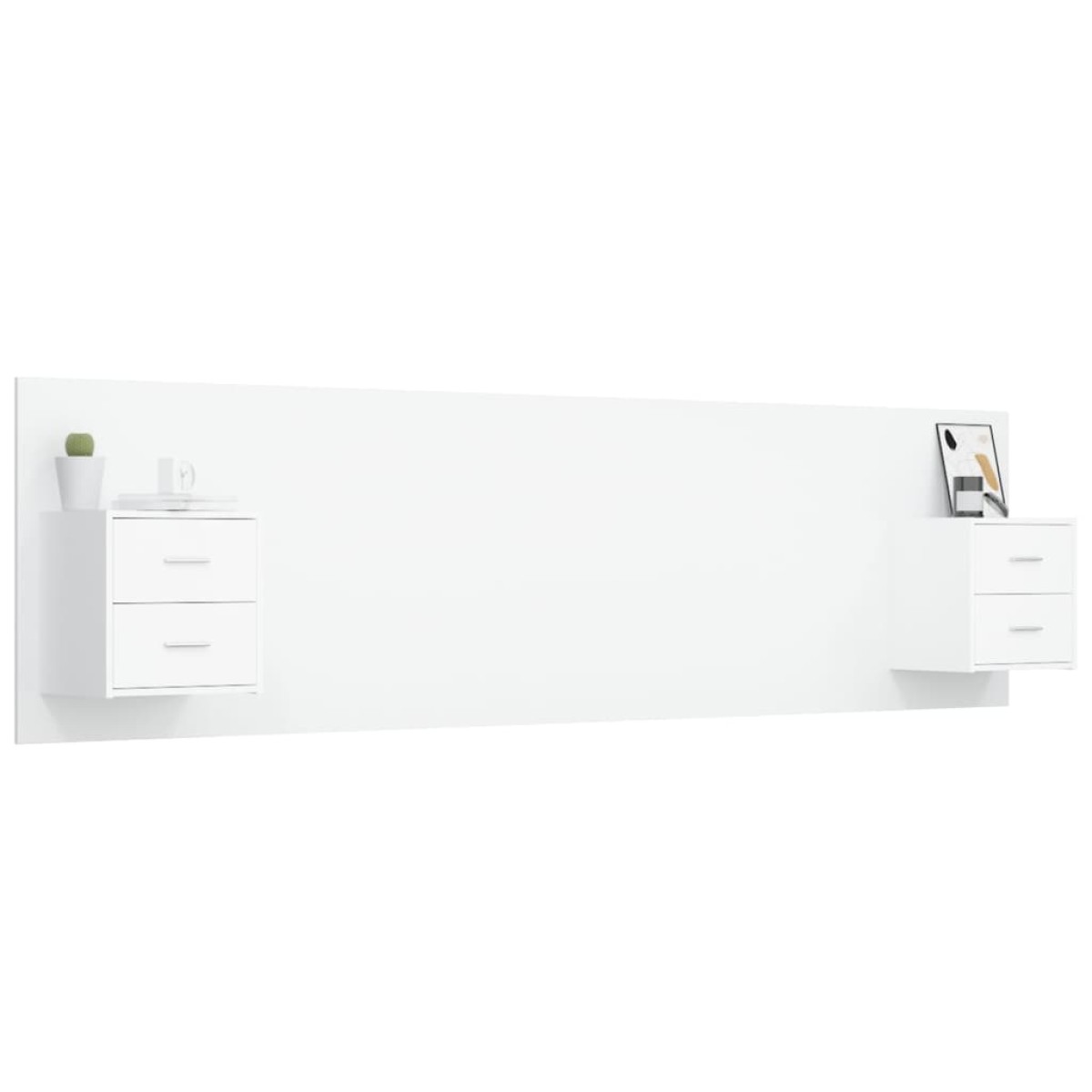vidaXL Κεφαλάρι Κρεβατιού με Κομοδίνα Λευκό από Επεξεργασμένο Ξύλο