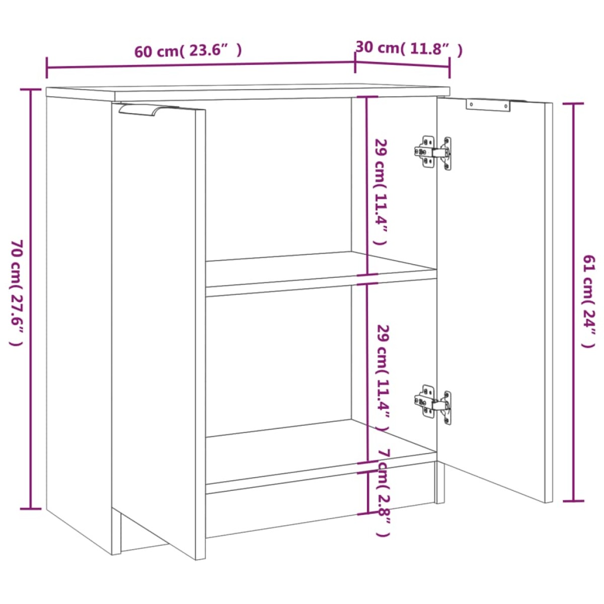 vidaXL Ντουλάπια 2 τεμ. άσπρο 60x30x70 εκ. Επεξεργασμένο Ξύλο