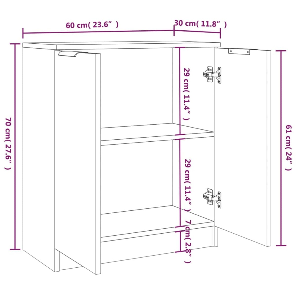 vidaXL Ντουλάπια 2 τεμ. Sonoma Δρυς 60x30x70 εκ. Επεξεργασμένο Ξύλο