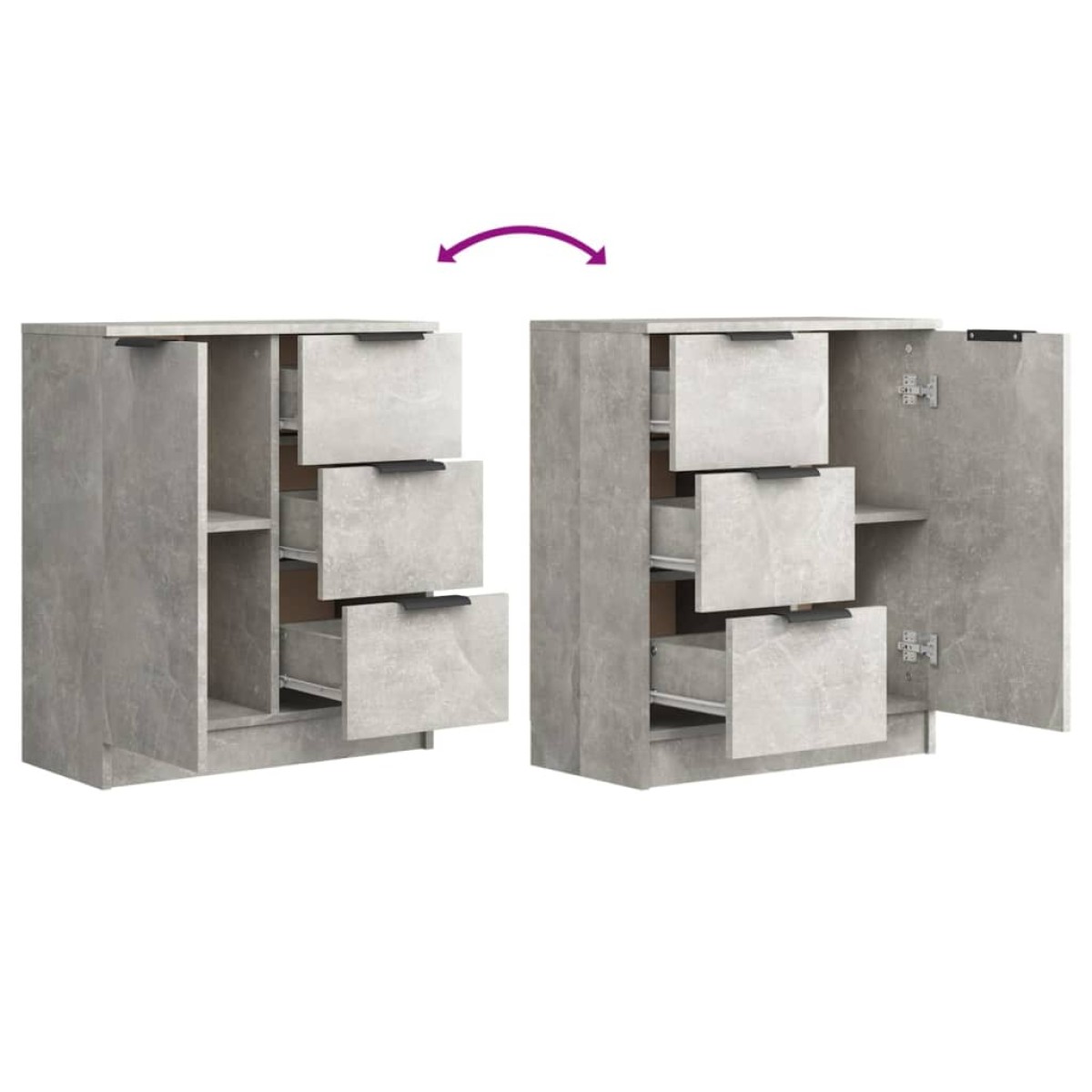 vidaXL Ντουλάπια 2 τεμ. Γκρι Σκυροδέματος 60x30x70 εκ. Επεξεργ. Ξύλο