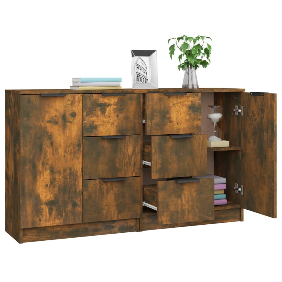 vidaXL Ντουλάπια 2 τεμ. Καπνιστή δρυς 60x30x70 εκ. Επεξεργασμένο Ξύλο