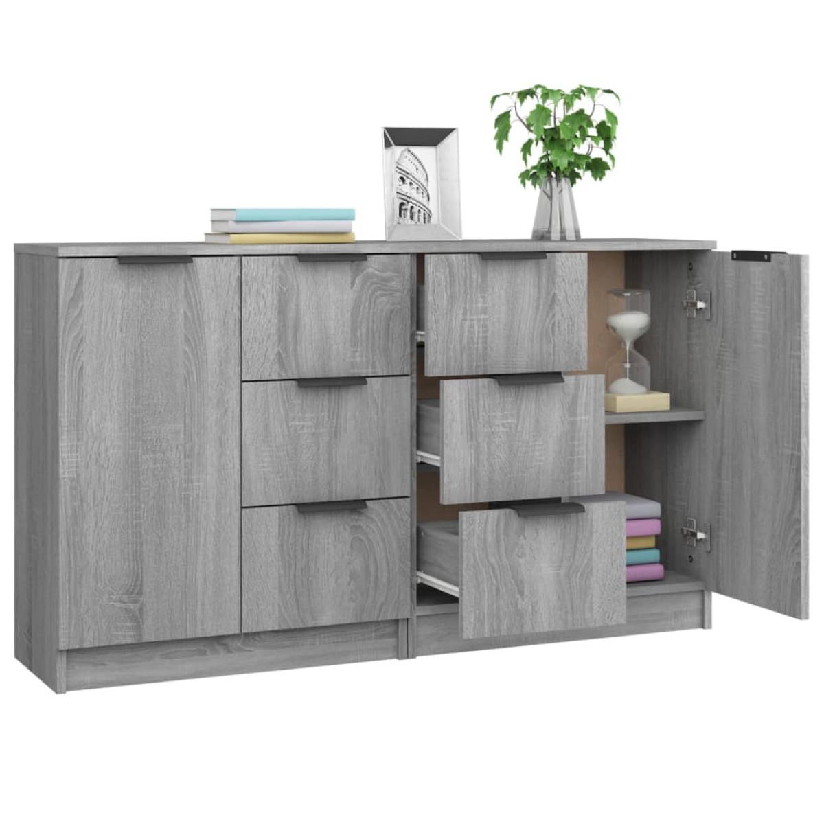 vidaXL Ντουλάπι 2 τεμ. Γκρι Sonoma 60x30x70 εκ. από Επεξεργασμένο Ξύλο