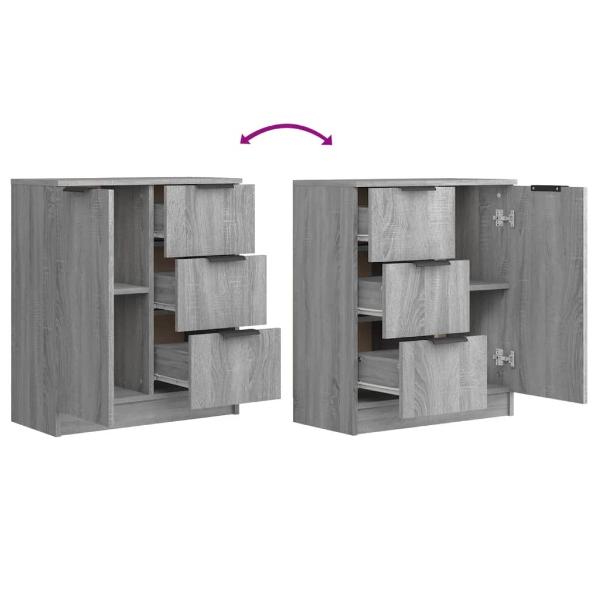 vidaXL Ντουλάπι 2 τεμ. Γκρι Sonoma 60x30x70 εκ. από Επεξεργασμένο Ξύλο
