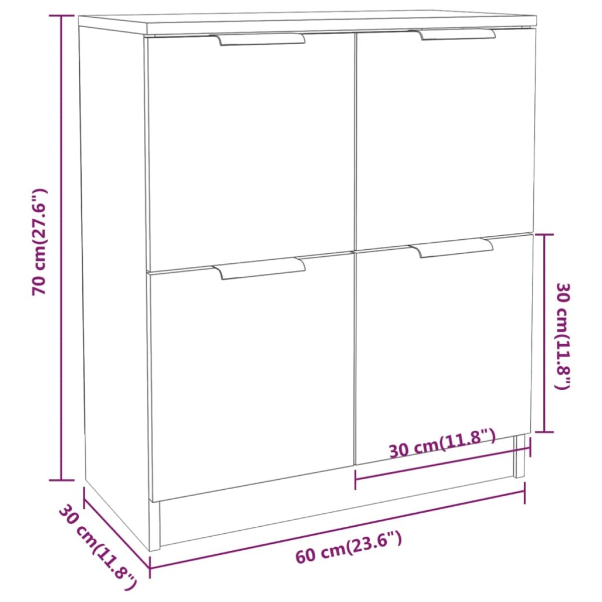 vidaXL Ντουλάπια 2 τεμ. άσπρο 60x30x70 εκ. Επεξεργασμένο Ξύλο