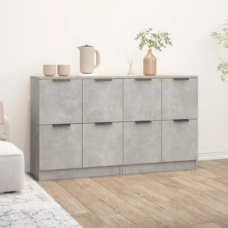 vidaXL Ντουλάπια 2 τεμ. Γκρι Σκυροδέματος 60x30x70 εκ. Επεξεργ. Ξύλο