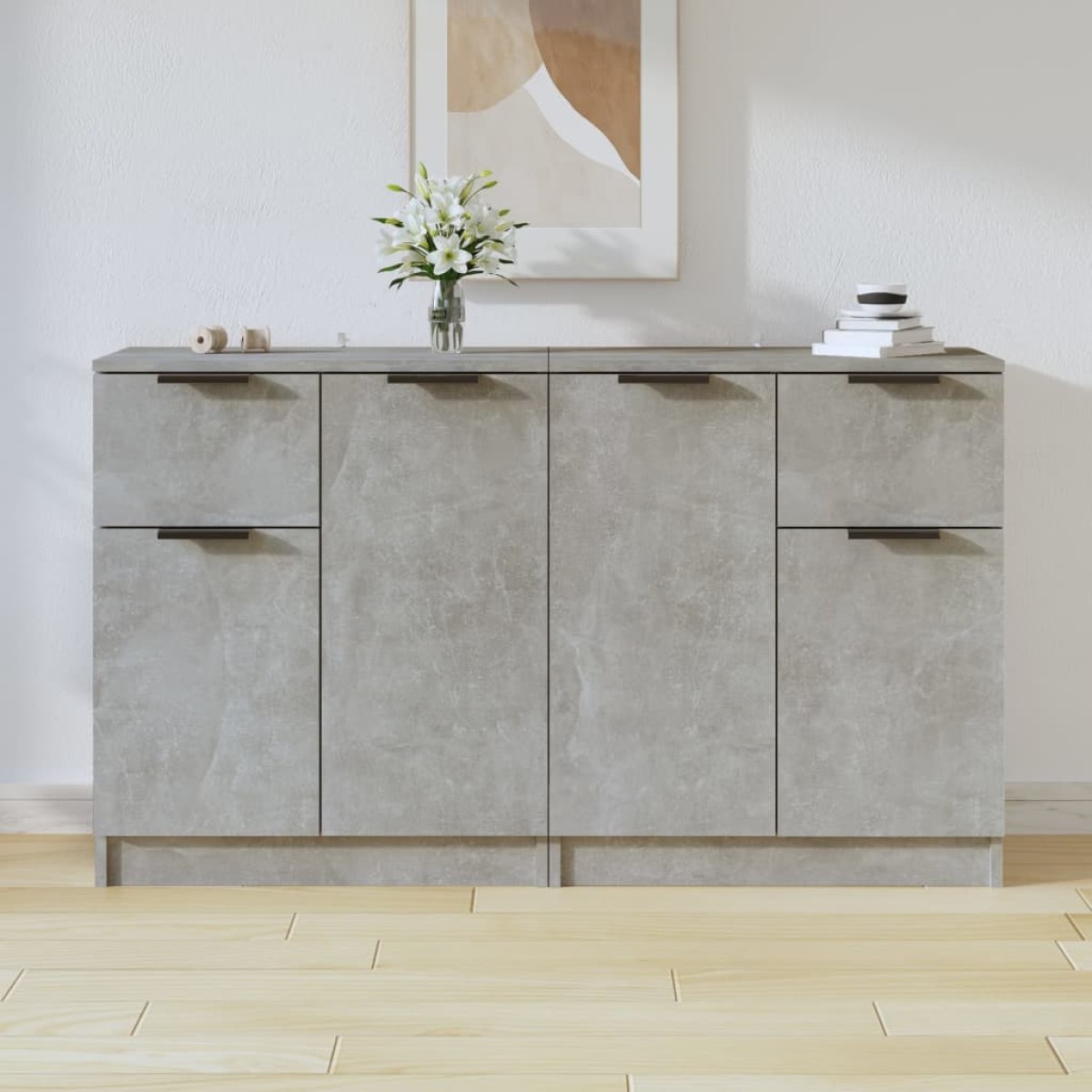 vidaXL Ντουλάπια 2 τεμ. Γκρι Σκυροδέματος 60x30x70 εκ. Επεξεργ. Ξύλο