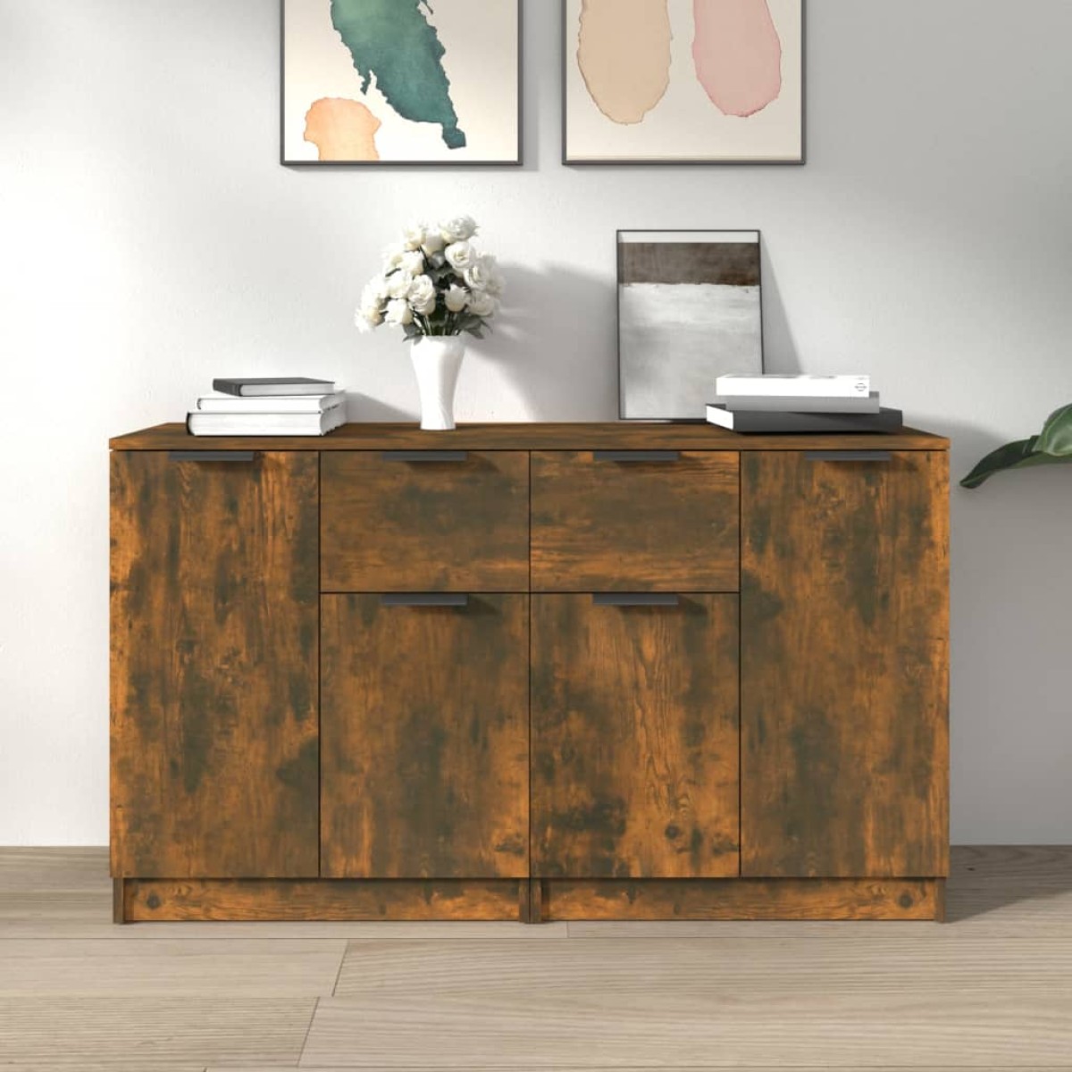 vidaXL Ντουλάπια 2 τεμ. Καπνιστή δρυς 60x30x70 εκ. Επεξεργασμένο Ξύλο
