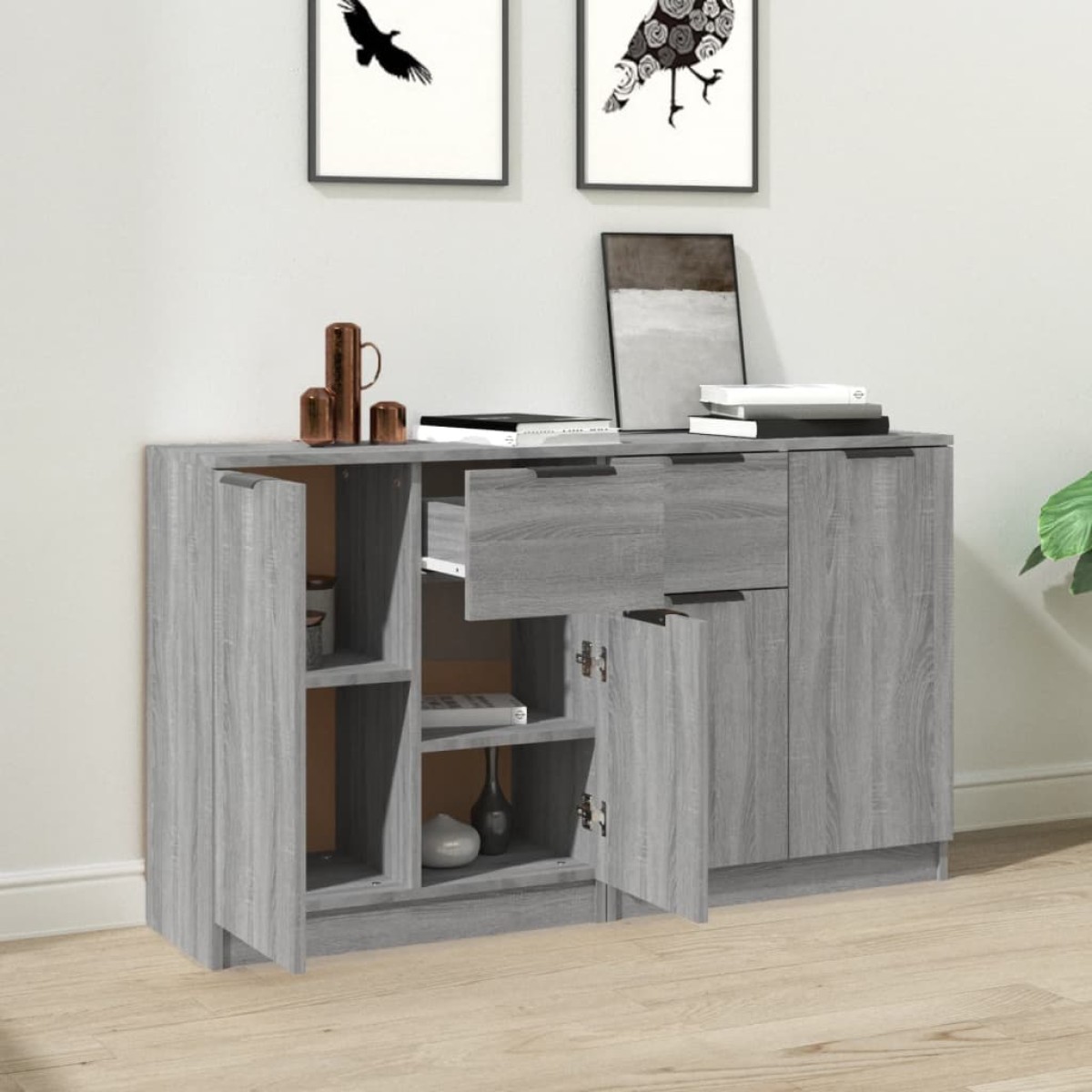 vidaXL Ντουλάπι 2 τεμ. Γκρι Sonoma 60x30x70 εκ. από Επεξεργασμένο Ξύλο
